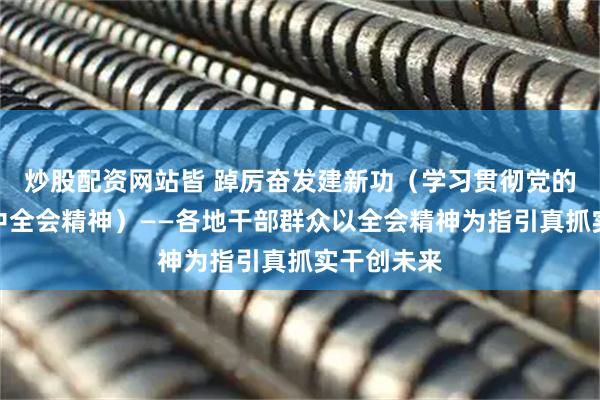 炒股配资网站皆 踔厉奋发建新功（学习贯彻党的二十届四中全会精神）——各地干部群众以全会精神为指引真抓实干创未来