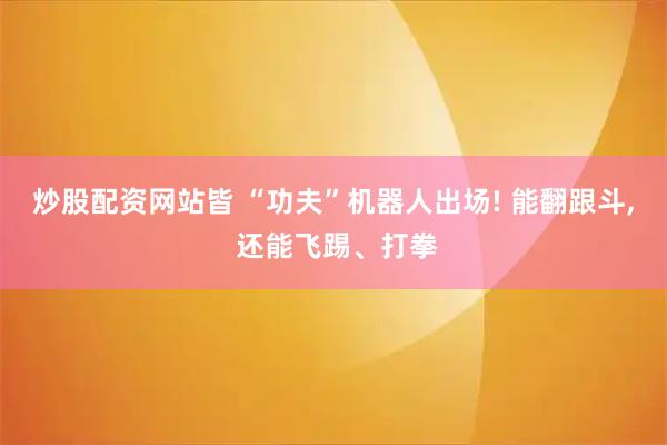 炒股配资网站皆 “功夫”机器人出场! 能翻跟斗, 还能飞踢、打拳